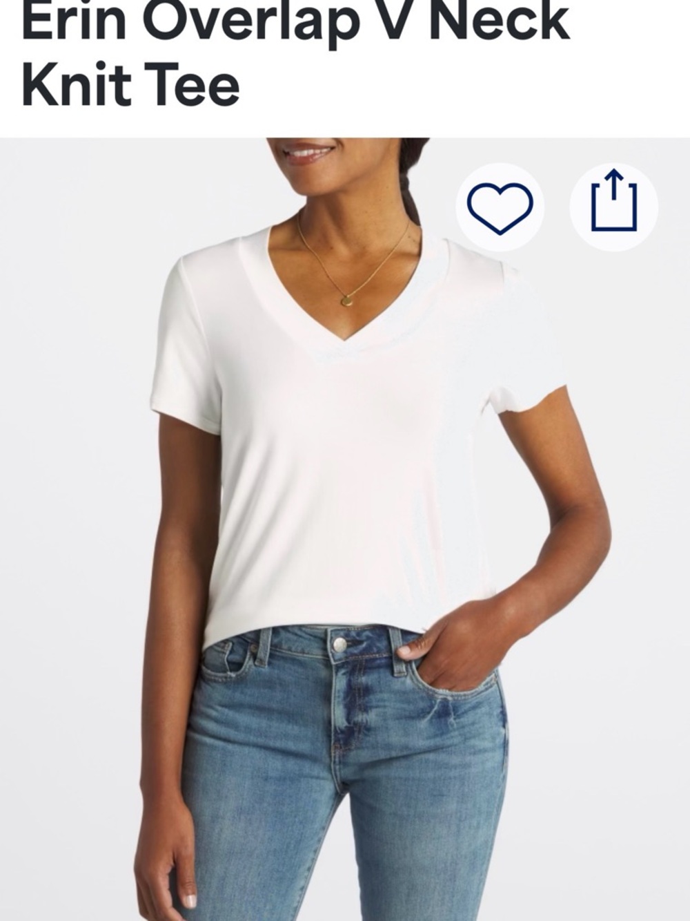 Market & Spruce Classic V-Neck Short Sleeve Tee in White - Picture 4 of 8